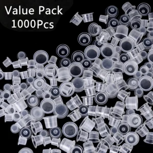 1000 PCS פלסטיק חד פעמי קעקוע כוסות דיו פיגמנט ברור מחזיק מיכל כובע קעקוע אבזר קבוע איפור