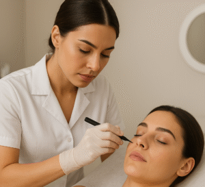 מקצועית בזמן קורס מיקרופיגמנטציה